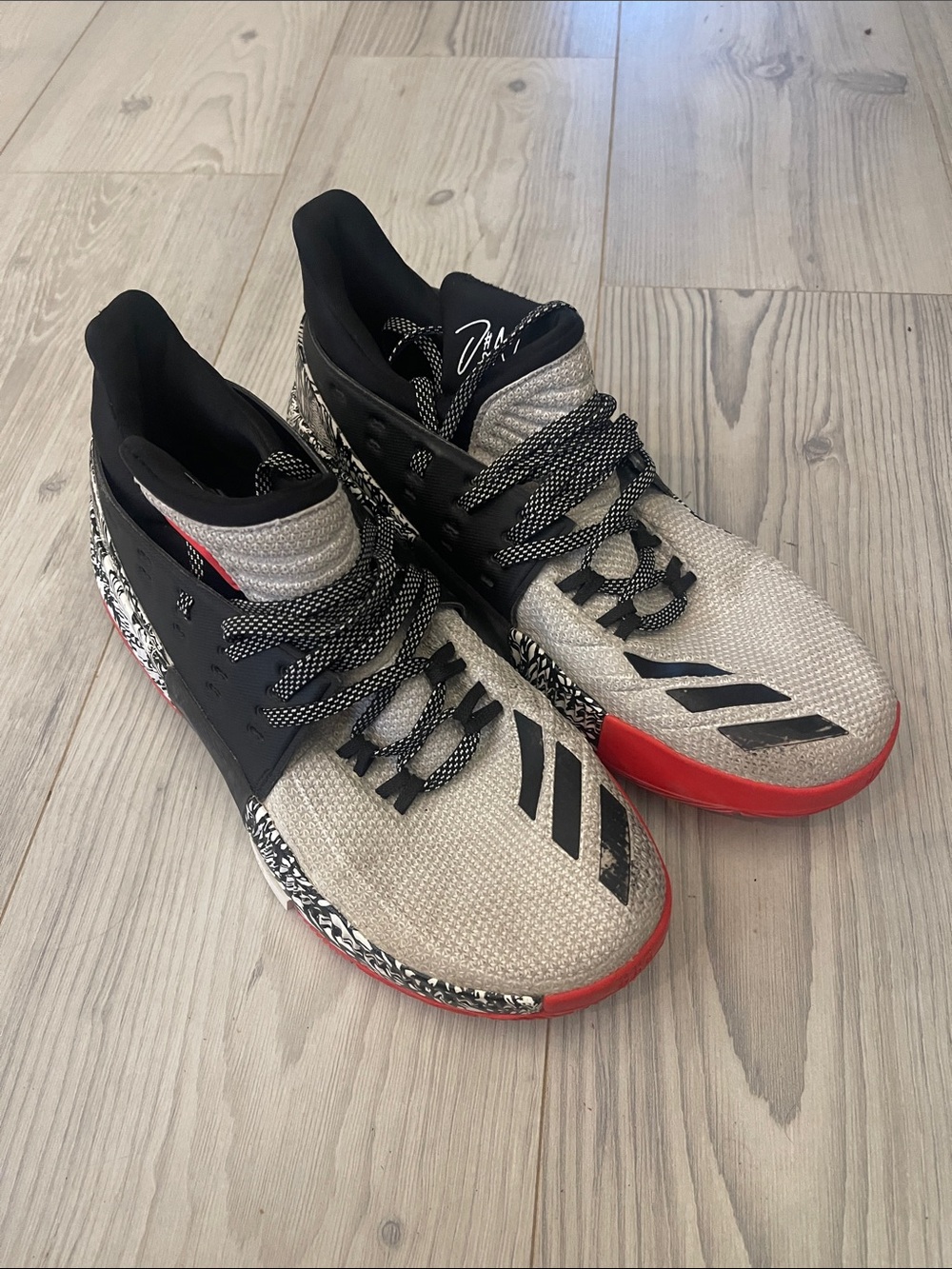 adidas Dame 3 Men's Sneakers in White, Black & Red